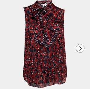 Diane Von Furstenberg Fernanda Silk Red and Black Blouse with tie neck